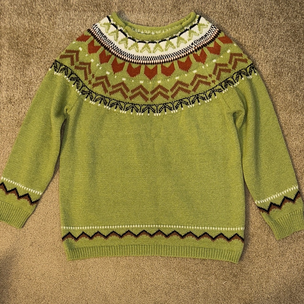 Green Fair Isle Yoke Sweater